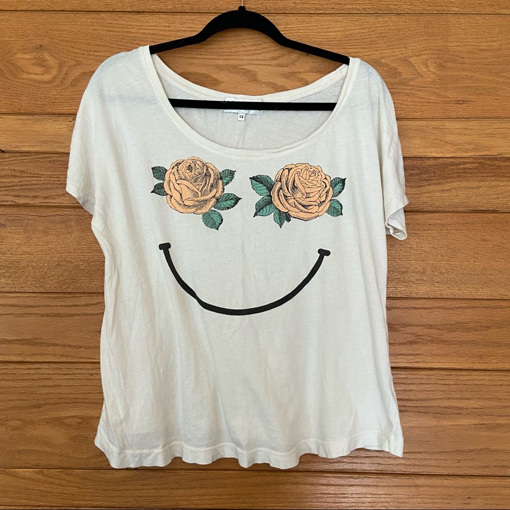 Wildfox rose eye smiley face drapey graphic t shirt